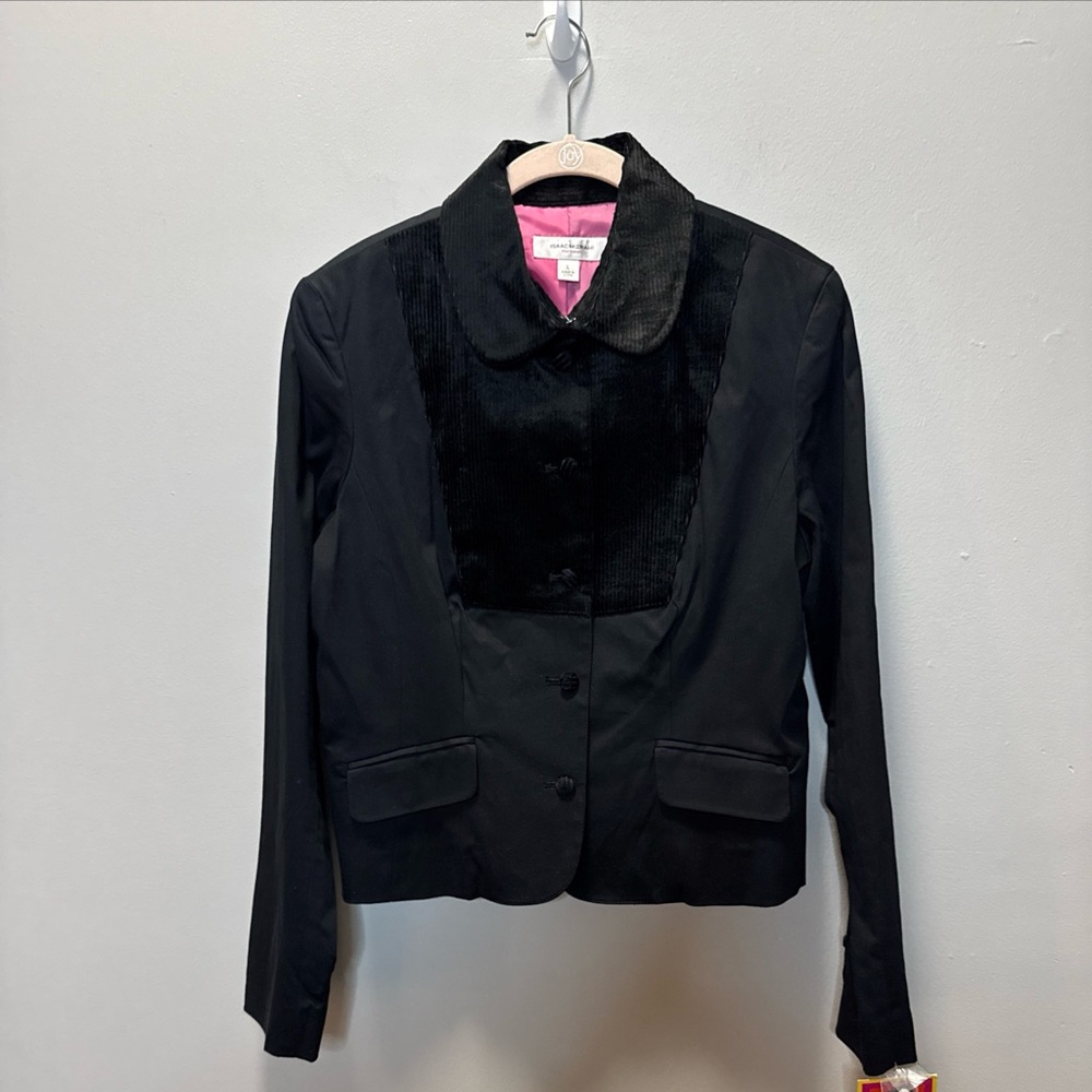 Isaac Mizrahi For‎ Target Black Women's Blazer with Pink Lining Corduroy Accents